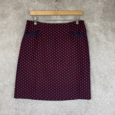 Talbots Skirt Womens 6 Red Polka Dot Wool Blend Lined Pockets Side Zip- 2860