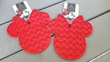 Disney Kitchen  Minnie Mouse  Red Head Silhouette Trivet Silicone New