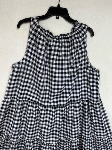 Vestido de guinga Lane Bryant para mujer 22/24 negro/blanco - cuello con volantes en capas nuevo con etiquetas - Imagen 7 de 12