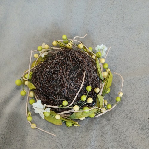 Birds Nest with Artificial Greenery and Yellow Flowers/Berries Home Garden Decor - Picture 3 of 4