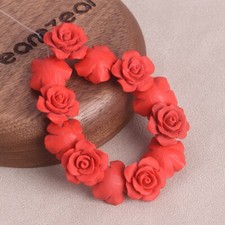 10pcs Matted Red Flower 12mm 15mm 20mm Artificial Coral Beads For Jewelry Making