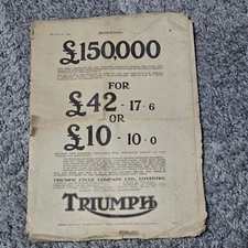 Triumph Motorcycles 1924 Magazine In Poor Condition As Show In Pictures 