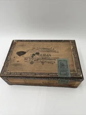 Vintage Rare New El-Bur-La Wood Cigar Box W Original Tax Stamp Burlington Iowa