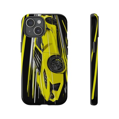 Yellow corvette c8 Case iPhone 16 15 14 13 12 Pro max Samsung Galaxy Pixel Slim