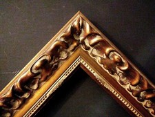 12 X 16 STD PICTURE FRAME 2 1/2" WIDE DARK GOLD LEAF ORNATE w/ GLAZING BACKING