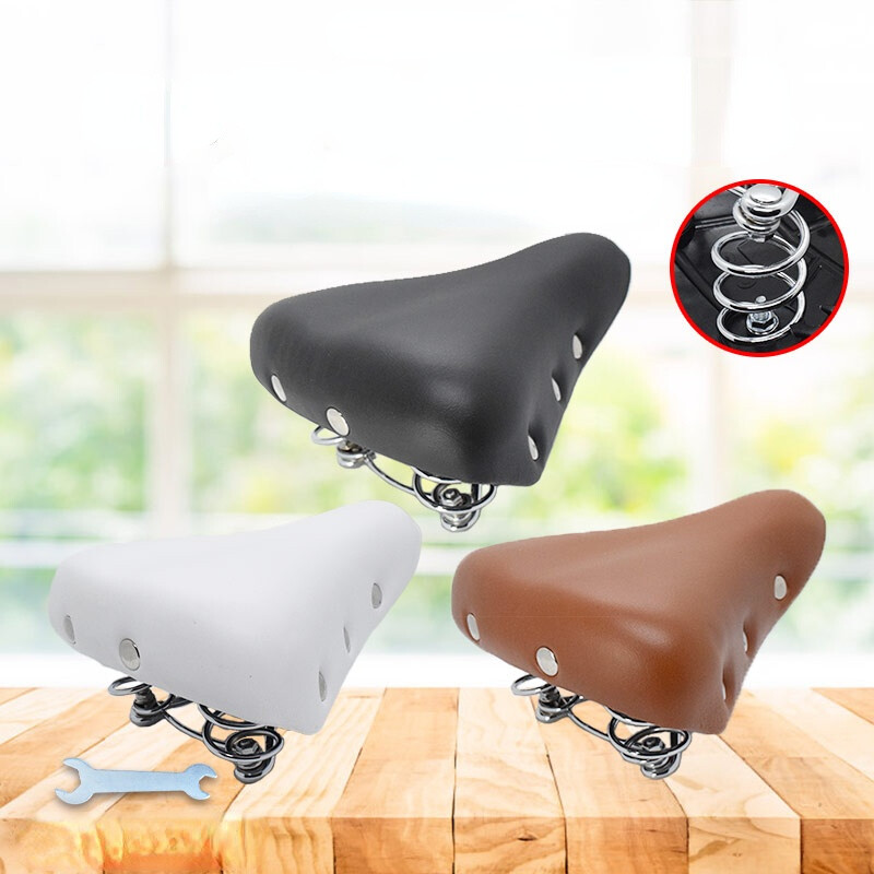 Vintage MTB Road Bike Saddle Seat Custion Retro Bicycle PU Leather