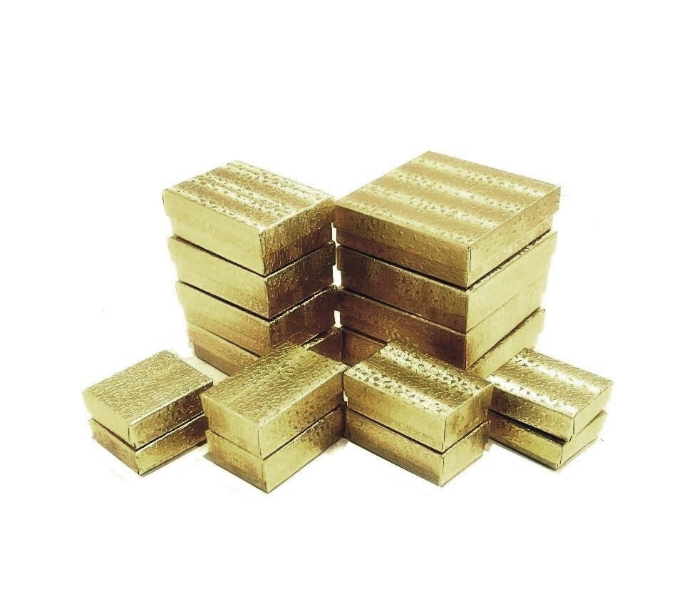 Gold Foil Cotton Fill Jewelry Gift Boxes Cardboard Supplies Display ...