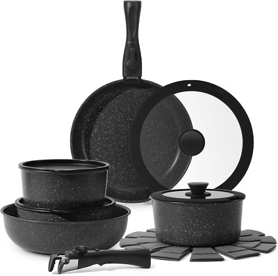 Juego De Sartenes Y Ollas Para Cocina Antiadherentes Utensilios Acero Inoxidable