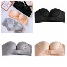 Wireless Lingerie Women Strapless Bra Push Up Padded Add 2 Cup Invisible Bra CDE