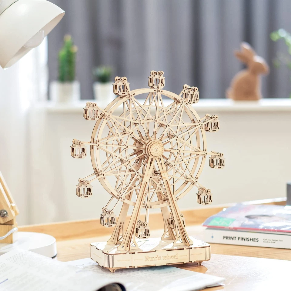 ROKR Riesenrad Spieluhr DIY 3D Holzpuzzle Modellbausatz mit Musik Kind Geschenk - Bild 4 von 4