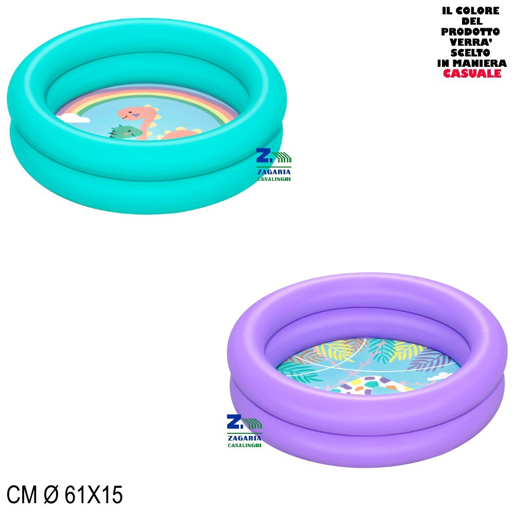 PISCINA GONFIABILE BABY CM 61X15 PER BAMBINI MARE SPIAGGIA COLORI ASSORTITI