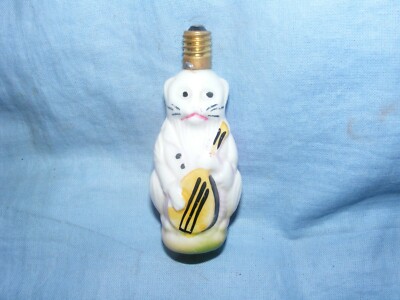 Weihnachten Figurale Glühbirne Katze Mandoline Vintage Milch Glas Dekoration funktioniert b