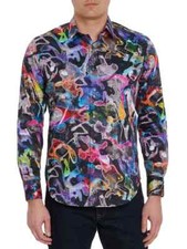 Robert Graham ION STORM 278 Abstract Embroidered Sport Shirt NWT NEW - Medium