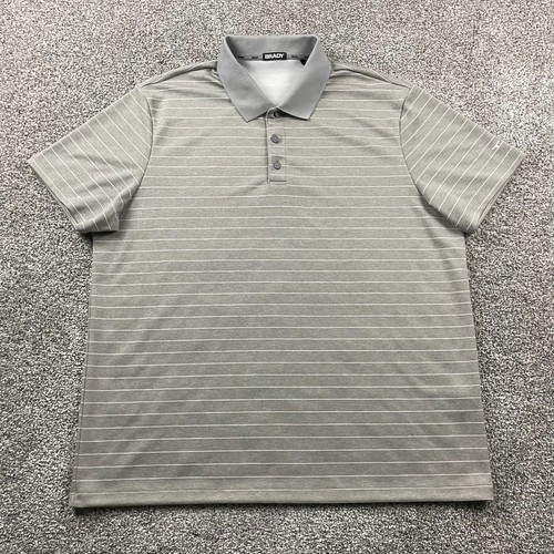 Brady Poloshirt Herren XL grau gestreift Polyester Kurzarm Mesh Preppy Golf