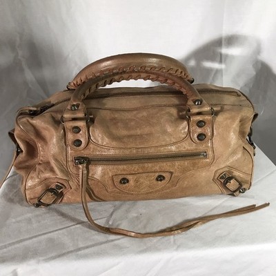 Balenciaga Le City Leather Bag, Zip, Mirror, Inner Pocket, Bronze Hardware