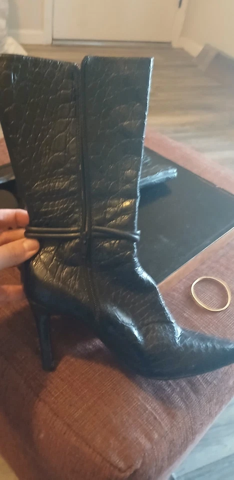 Botas Mujer Enzo Angiolini Cuero Negro Talla 7m Excelente Estado Foto 4 de 4