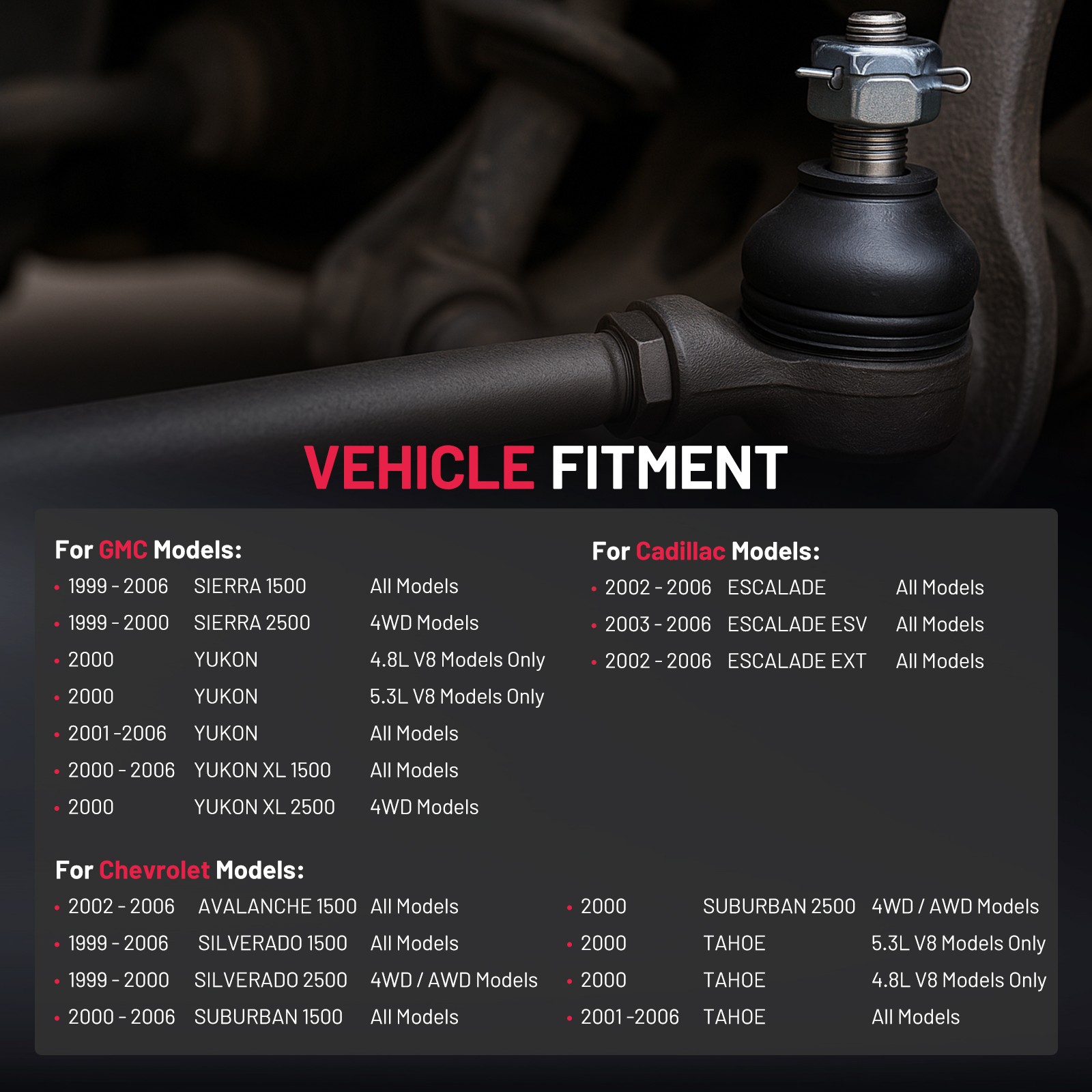 4pcs Front Inner & Outer Tie Rod Ends Kit For 1999-2006 GMC Sierra 1500 ES3488