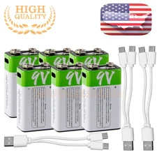 6pcs 9V 9 Volt Li-ion USB Rechargeable Batteries 5800mWh Lithium Ion Battery