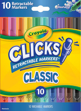 Crayola Clicks Retractable Markers Set, Washable Art Supplies for Kids, 10 Ct