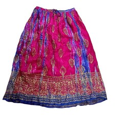 Vtg Indian Broomstick Crinkle Maxi Skirt Lined Sz M-L Whimsigoth Boho Festival
