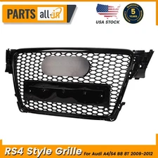 For 09-12 Audi A4/S4 B8 8T Honeycomb Grille Sport Mesh RS4 Style Hex Grill Black