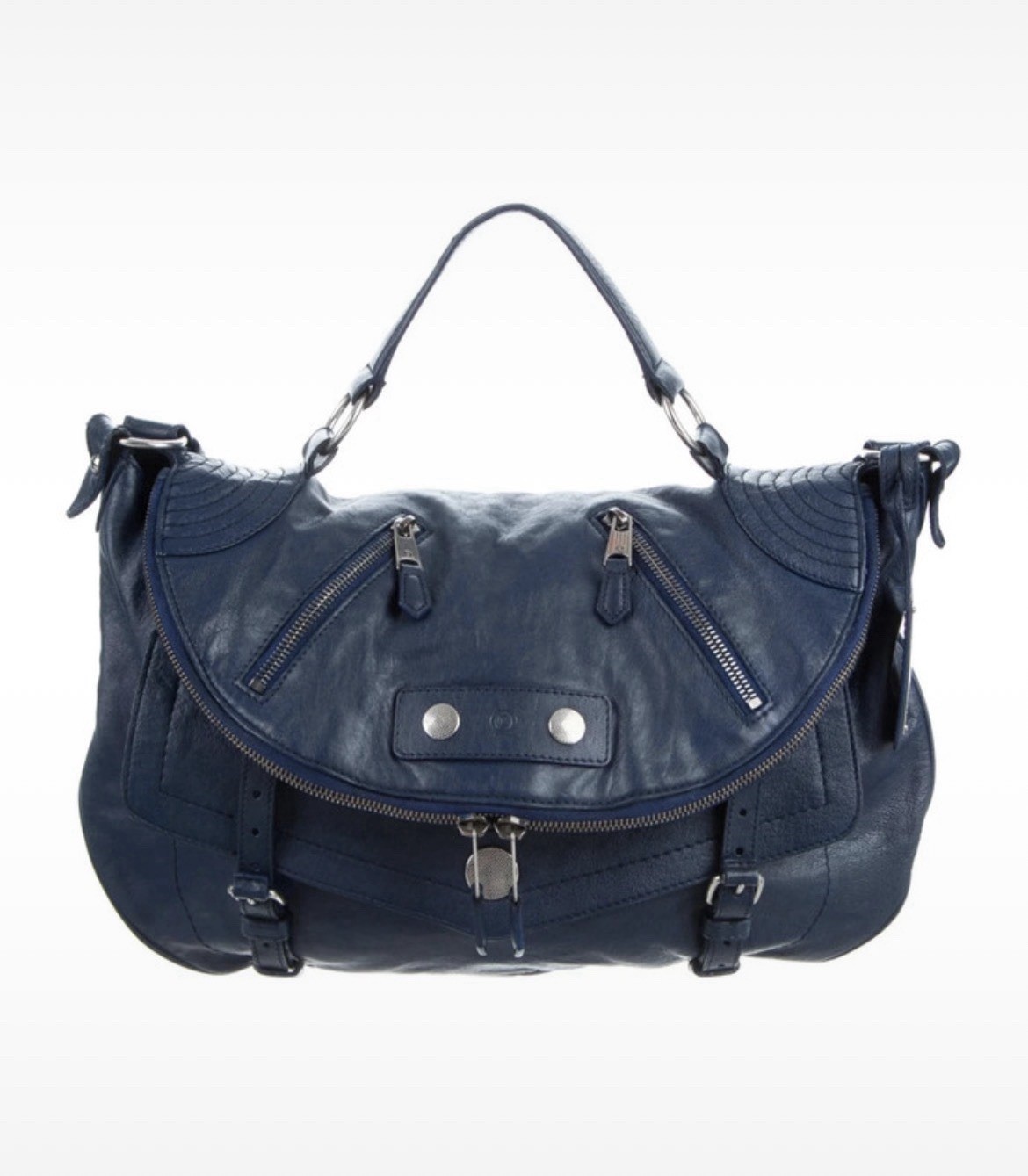 Alexander McQueen Faithful blue navy leather zip biker detail crossbody bag