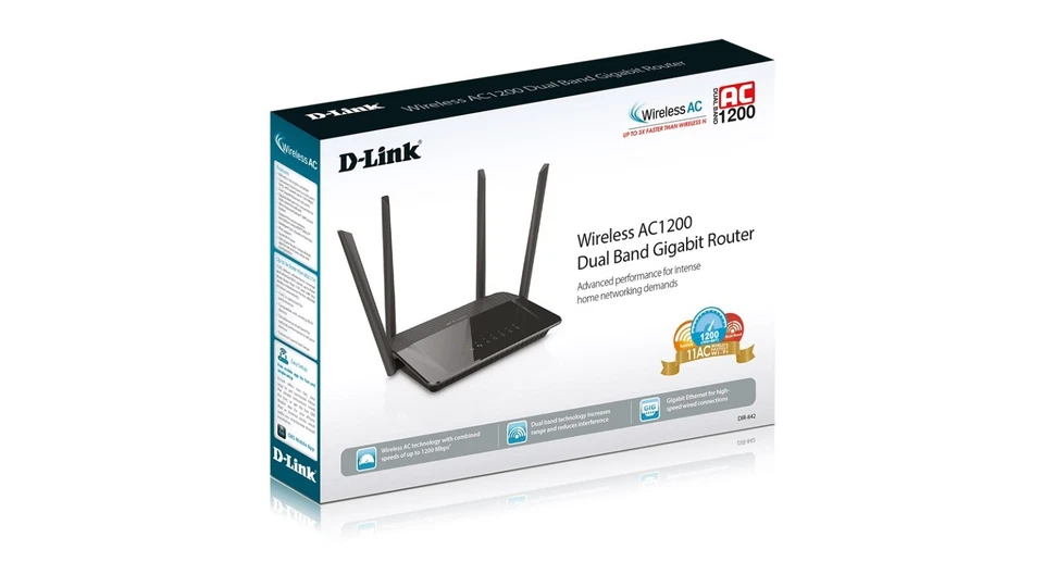 D-Link DIR-842 Wireless Gigabit Router (WLAN bis zu 1200 Mbit) AC1200 Dual Band - Bild 2 von 2