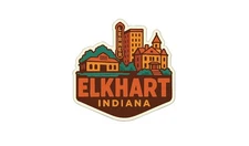 Elkhart Indiana Sticker Decal Vinyl Die-Cut City Skyline Landmark Design