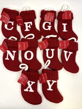 Wondershop Initial Letter Monogram Mini Christmas Stocking 7" Knit Red