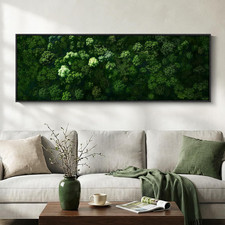 Large Green Forest Wall Art - Modern Panoramic Canvas for Living Room 20x60