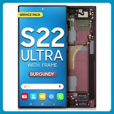 For Samsung S22 Ultra 5G New LCD With Touch + Frame Burgundy Color Service Pack