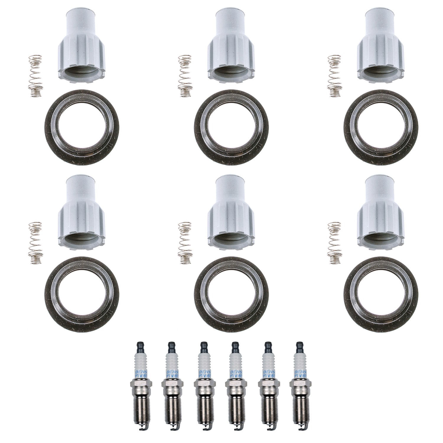 Denso 6 Platinum TT Spark Plugs 6 Coil Boots Kit for Aura G8 XL-7 3.6L V6 GAS