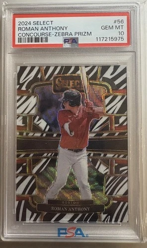 2024 Select Roman Anthony Concourse Zebra Prizm PSA 10 Red Sox Rookie