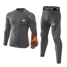  Thermal Underwear for Men, Fleece Lined Base Layer Set Cold XX-Large Grey