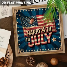 4th Of July Patriotic USA Flag Wooden Plaque Happy 4th Stars Home Decor Gift