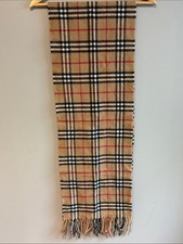 Burberry Nova Check Lambswool Scarf Made in England Camel Plaid 74" x 11.5"