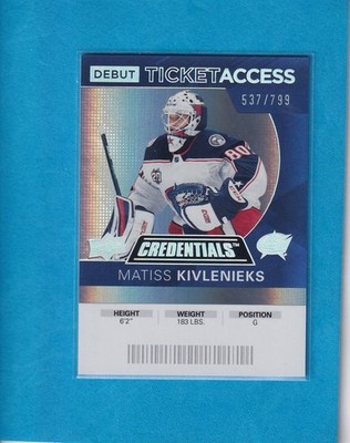 2020-21 Upper Deck Credentials - Blue Debut Ticket Access Matiss Kivlenieks /799