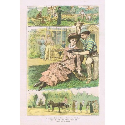 Unser Rasen Tennis Party Farbe - Antikdruck 1882