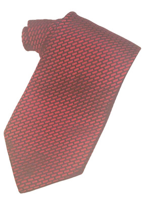 Men Tie 100% Silk Jacquard Marks & Spencer St. Michael UK 60'' x 4'' Red Black EUC