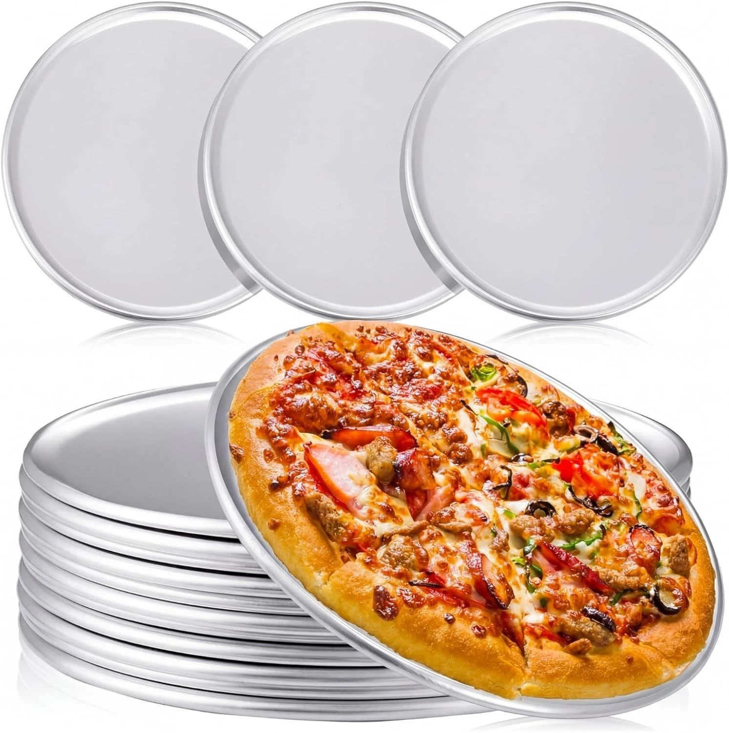 24 Inch Aluminum Pizza Pan Set Bulk Round Pie Cake Tray Baking Dish Home Kitchen