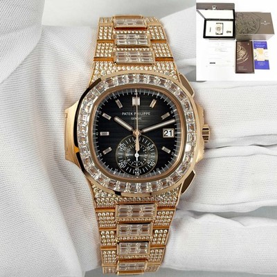 New 2026 Patek Philippe Nautilus 5980/1400R-011 40.5MM Black 18K Rg Diamonds B/p