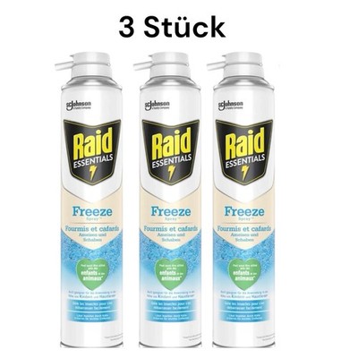 Freeze Spray Raid ESSENTIALS  Ameisen & Schaben, Kakerlaken 3 STÜCK