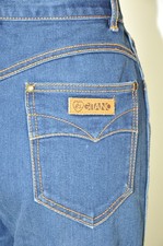 80s Gitano Dark Blue Indigo Cotton High Waist Straight Denim Pants Jeans Women M