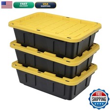 CX 15-Gallon Stackable Plastic Storage Bins with Lids, 3 Pack