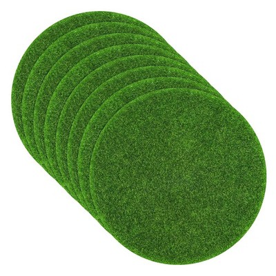 8-Pack Round Fake Grass Decor for Crafts, 3 Inch Artificial Garden Grass