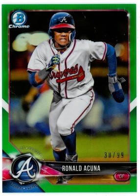 2018 Bowman Chrome Ronald Acuna Jr Green Refractor Rookie Card RC /99 Braves