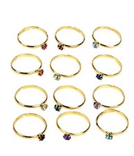 KIDS Girls Crystal Birthstone Ring Jewelry Boxed Set- Choose Month Get 3 Rings