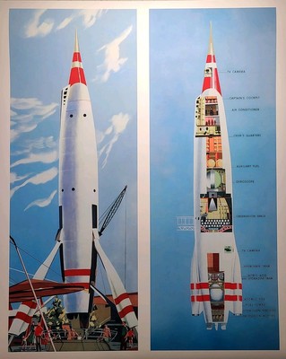Disneyland ''Rocket to the Moon''  Cutaway TWA Concept Art reprint 24''x 30''