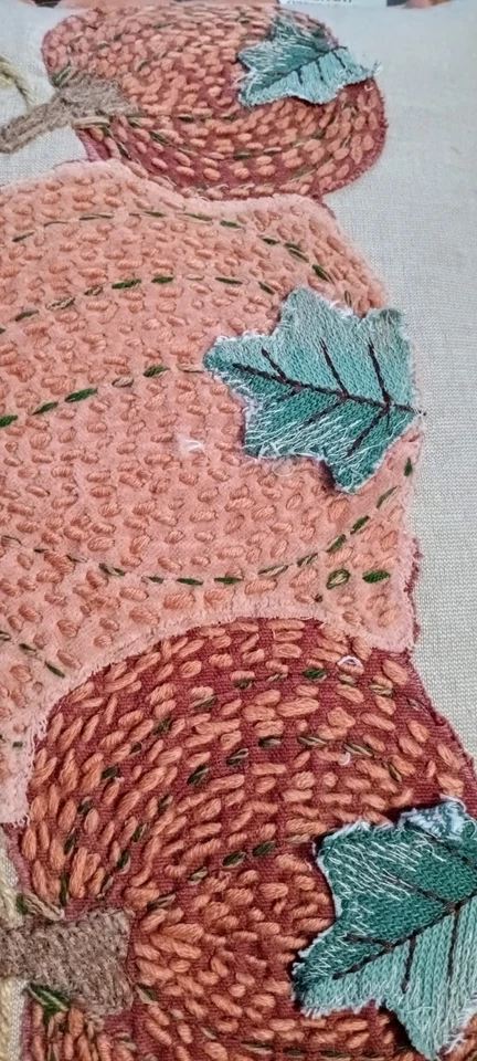 Well Dressed Home Crewel Stitch Pumpkin Patch Reversible Zip Cover Down Filled - Image 3 of 4