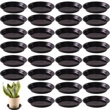 30 Pack Plant Saucer 8 Inch Plastic Round Drip Trays For Pots Black Drainage